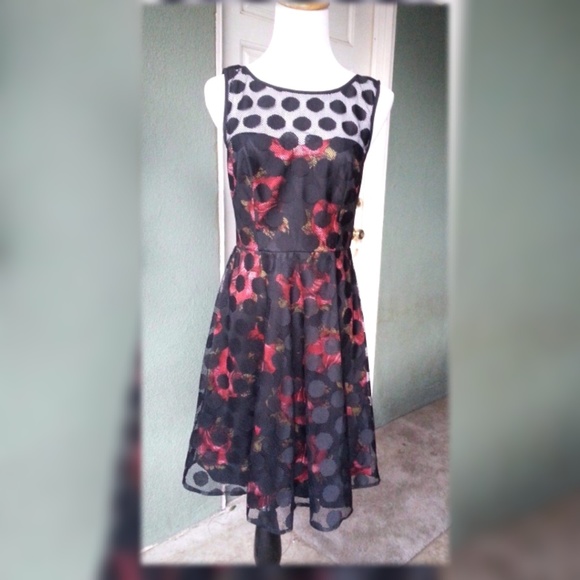 Betsey Johnson Dresses & Skirts - Betsey Johnson Lace & Roses Twirl Tea Dress NWOT 2